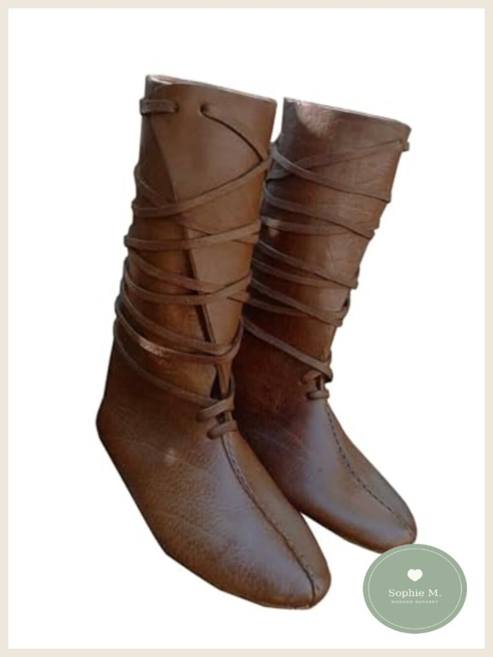 Men's Faux Leather Mid Calf Lace Up Renaissance Boots for Cosplay Halloween